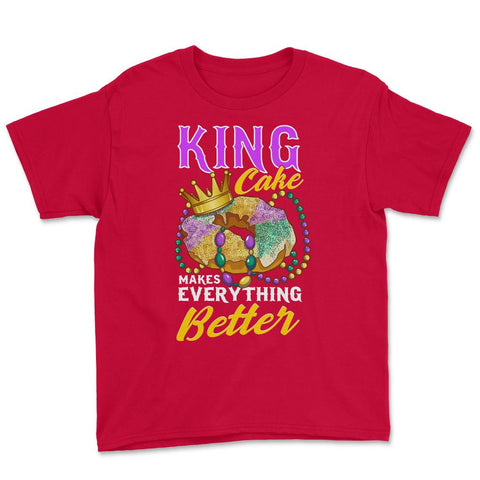 Mardi Gras King Cake Makes Everything Better Funny product Youth Tee - Red