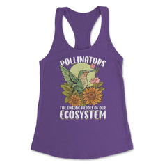 Pollinator Hummingbird & Flowers Cottage core Aesthetic design - Purple