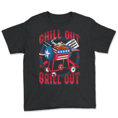 Chill Out Grill Out 4th of July BBQ Independence Day design - Youth Tee - Black