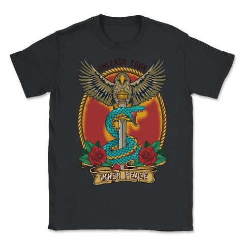 Dagger Art Snake & Eagle Tattoo Dagger Symbolism print - Unisex T-Shirt - Black