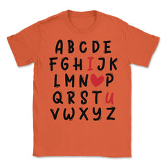 ABC I Love U Heart Valentine's Day I Love You Alphabet design Unisex - Orange