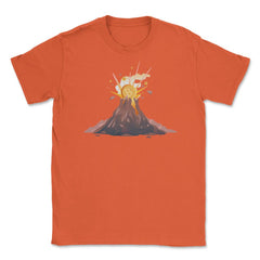 Funny Bitcoin Symbol Coming out of a Volcano for Crypto Fans graphic - Orange