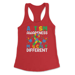 Autism Awareness Magically Different graphic Women's Racerback Tank - Red