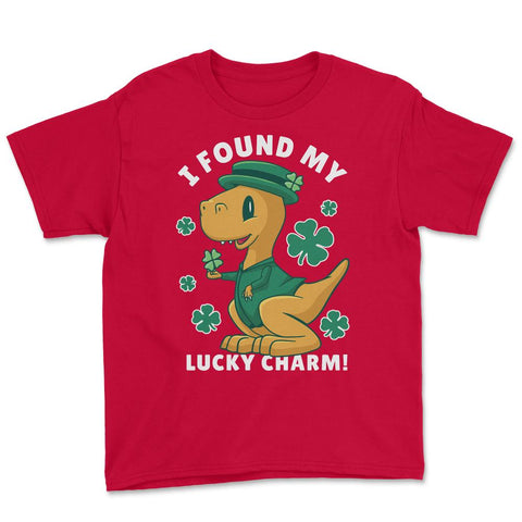 St Patrick's Day I Found My Lucky Sharm Kawaii Dinosaur design Youth - Red