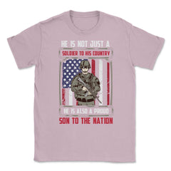 Proud Son to the Nation US Military Soldier with a Rifle graphic - Light Pink
