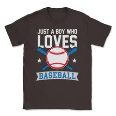 Funny Just A Boy Who Loves Baseball Pitcher Catcher Batter design - Brown