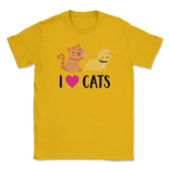 Funny I Love Cats Heart Cat Lover Pet Owner Cute Kitten print Unisex - Gold