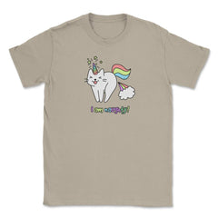Caticorn I am naughty! Novelty Gift design graphics Tee Unisex T-Shirt - Cream