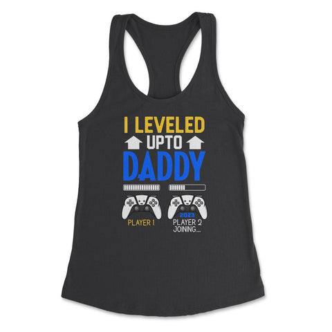 Funny Dad Leveled Up to Daddy Gamer Soon To Be Daddy graphic Women's - Black