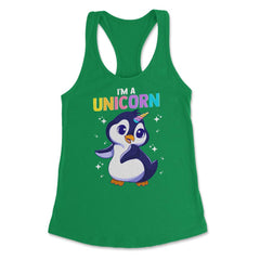 I'm a Unicorn Happy Penguin with Unicorn Horn Funny Kawaii graphic - Kelly Green