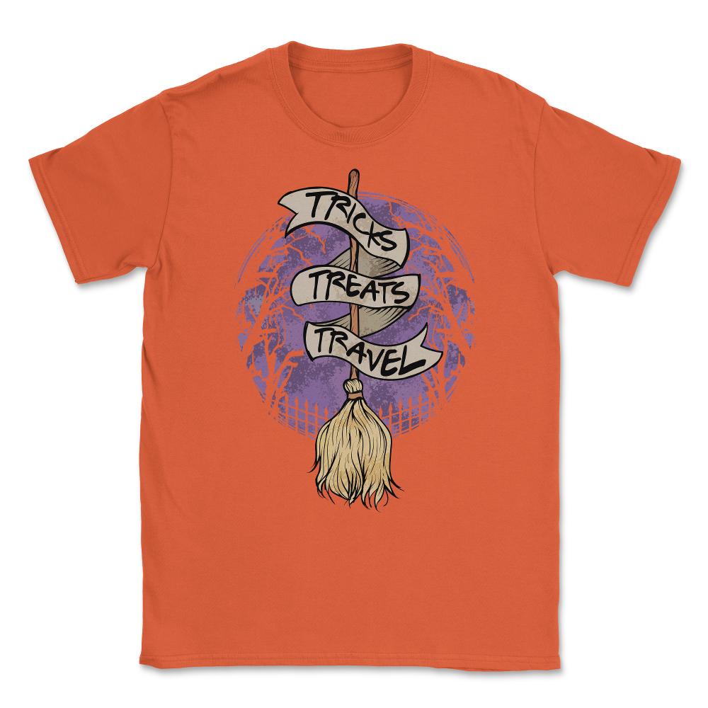 Halloween Witch Broom Fun Gift print Unisex T-Shirt - Orange