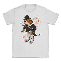 Funny Beagle Playing Violin Hilarious Violinist Beagle Dog graphic - White