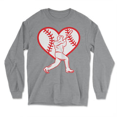 Baseball Heart Batter Baseball Lover Fan Coach Player product - Long Sleeve T-Shirt - Grey Heather