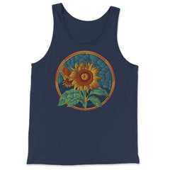 Stained Glass Art Sunflower Colorful Glasswork Design design - Tank Top - Navy