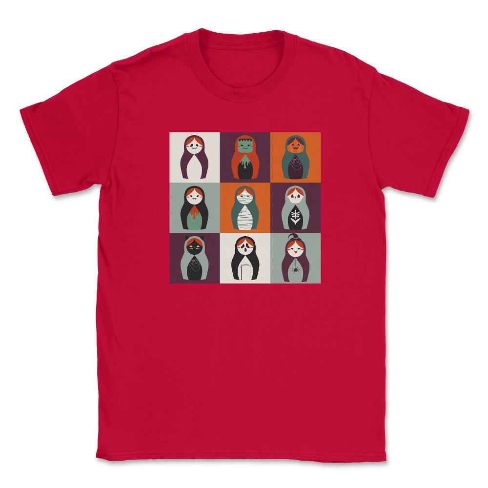 Russian Nesting Dolls Halloween Theme Art graphic Unisex T-Shirt - Red