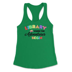 Funny Library Where Adventures Begin Librarian Book Lover design - Kelly Green