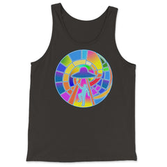 Stained Glass Art UFO Abduction Colorful Glasswork Design print - Tank Top - Black