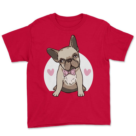Cute French Bulldog With Hearts Bow Tie Frenchie Pet Owner design - Red