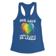 Our Love Knows No Limits or Labels LGBT Parents Rainbow print Women's - Royal