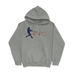 Baseball Lover Heartbeat Pitcher Batter Catcher Funny graphic Hoodie - Grey Heather