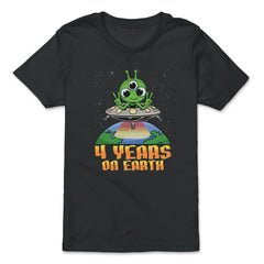 Science Birthday Alien UFO & Earth Science 4th Birthday product - Premium Youth Tee - Black