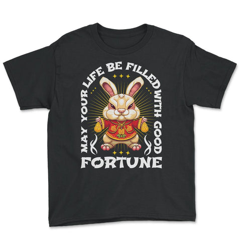 Chinese New Year of the Rabbit Chinese Aesthetic print Youth Tee - Black
