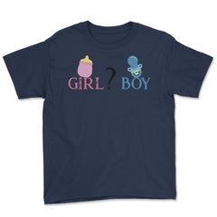 Funny Girl Boy Baby Gender Reveal Announcement Party product Youth Tee - Navy