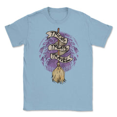 Halloween Witch Broom Fun Gift print Unisex T-Shirt - Light Blue