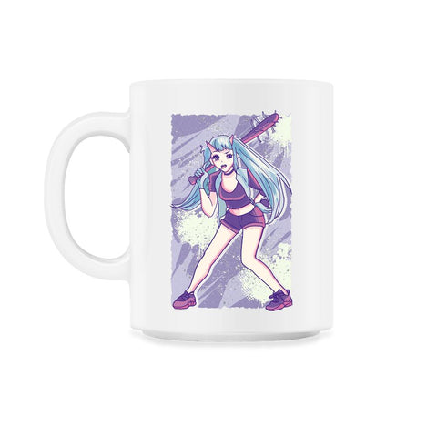 Kawaii Pastel Goth Menhera Anime Girl With Baseball Bat print 11oz Mug