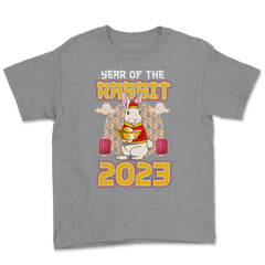 Chinese Year of Rabbit 2023 Chinese Aesthetic design Youth Tee - Grey Heather