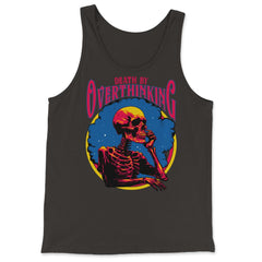 Gothic Death by Overthinking Funny Skeleton Thinking design - Tank Top - Black