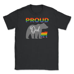 Rainbow Pride Flag Bear Proud Dad and Gay Cub graphic Unisex T-Shirt - Black