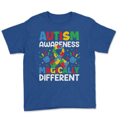 Autism Awareness Magically Different graphic Youth Tee - Royal Blue