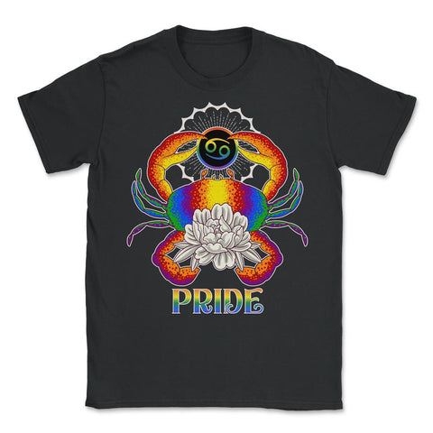 Gay Zodiac LGBTQ Zodiac Sign Cancer Rainbow Pride print - Unisex T-Shirt - Black