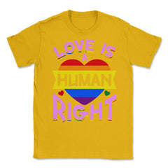 Love Is A Human Right Gay Pride LGBTQ Rainbow Flag design Unisex