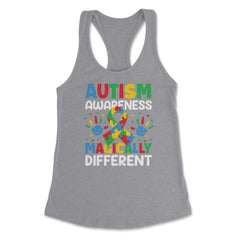 Autism Awareness Magically Different graphic Women's Racerback Tank - Grey Heather