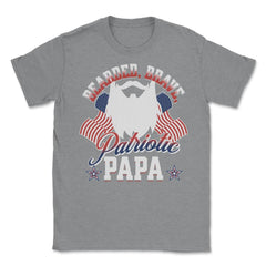 Bearded, Brave, Patriotic Papa 4th of July Independence Day graphic - Grey Heather