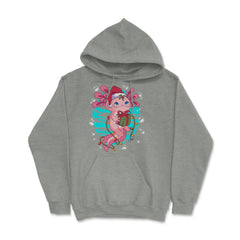 Axolotl Christmas with Santa’s Hat & Wrapped in Lights product Hoodie - Grey Heather