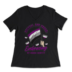 Asexual and Proud: Embracing My Unique Identity product - Women's V-Neck Tee - Black