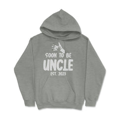 Funny Soon To Be Uncle 2023 Pregnancy Announcement print Hoodie - Grey Heather