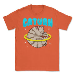 Caturn Cat in Space Planet Saturn Kitty Funny Design design Unisex - Orange