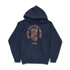 Peacock Feathers Dreamcatcher Heart Native Americans print - Hoodie - Navy