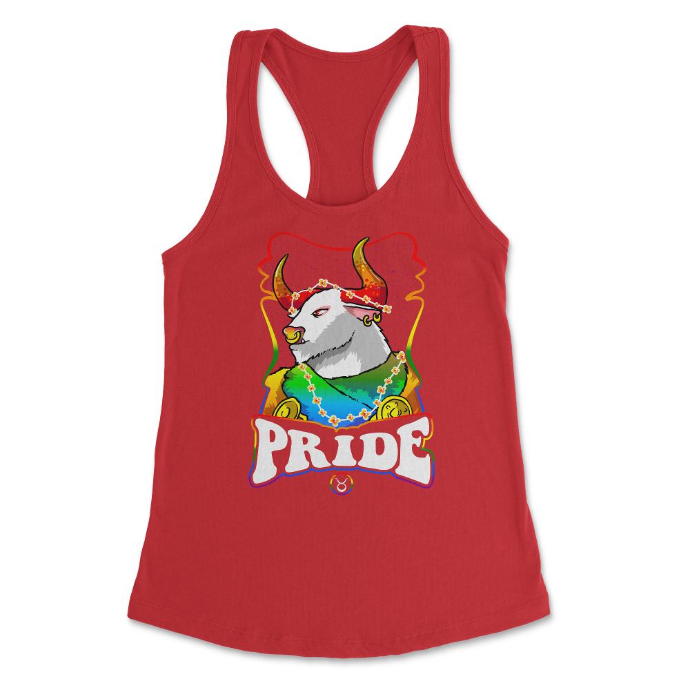 Gay Zodiac LGBTQ Zodiac Sign Taurus Rainbow Pride print Women's - Red