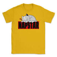 Funny Kawaii Kitten Sleeping Nap Star Cat print Unisex T-Shirt - Gold