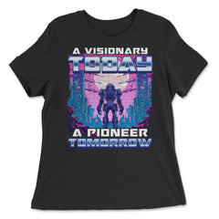 Futuristic Visionary Robot Skyline Buildings Print product - Women's Relaxed Tee - Black