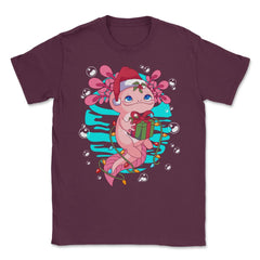 Axolotl Christmas with Santa’s Hat & Wrapped in Lights product Unisex - Maroon