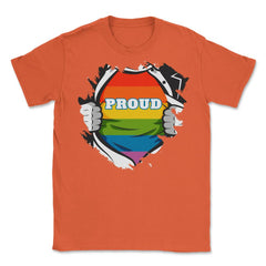 Rainbow Pride Flag Hero Gay design Unisex T-Shirt - Orange