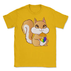 Gay Pride Kawaii Squirrel with Rainbow Nut Funny Gift design Unisex - Gold