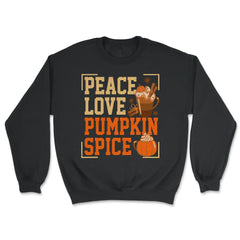 Peace Love Pumpkin Spice Funny Autumn Fall Season Grunge design - Unisex Sweatshirt - Black
