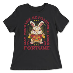 Chinese New Year of the Rabbit Chinese Aesthetic graphic - Women's Relaxed Tee - Black